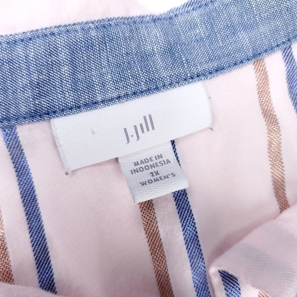 J. Jill Pink Rose Gold Metallic Blue Stripe Super Soft Cotton Long Sleev… - Picture 5 of 12